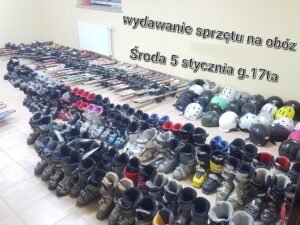 Wydawanie sprzętu narciarskiego.